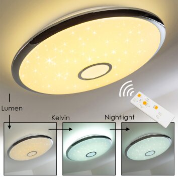Alar Deckenleuchte LED Chrom, Weiß, 1-flammig, Fernbedienung