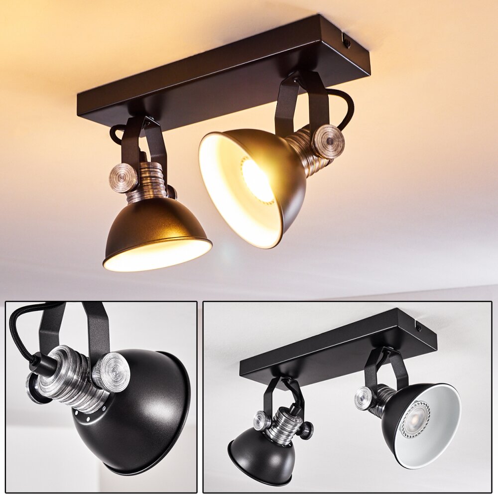 Gudo Deckenleuchte Schwarz, Silber, 2-flammig main product photo