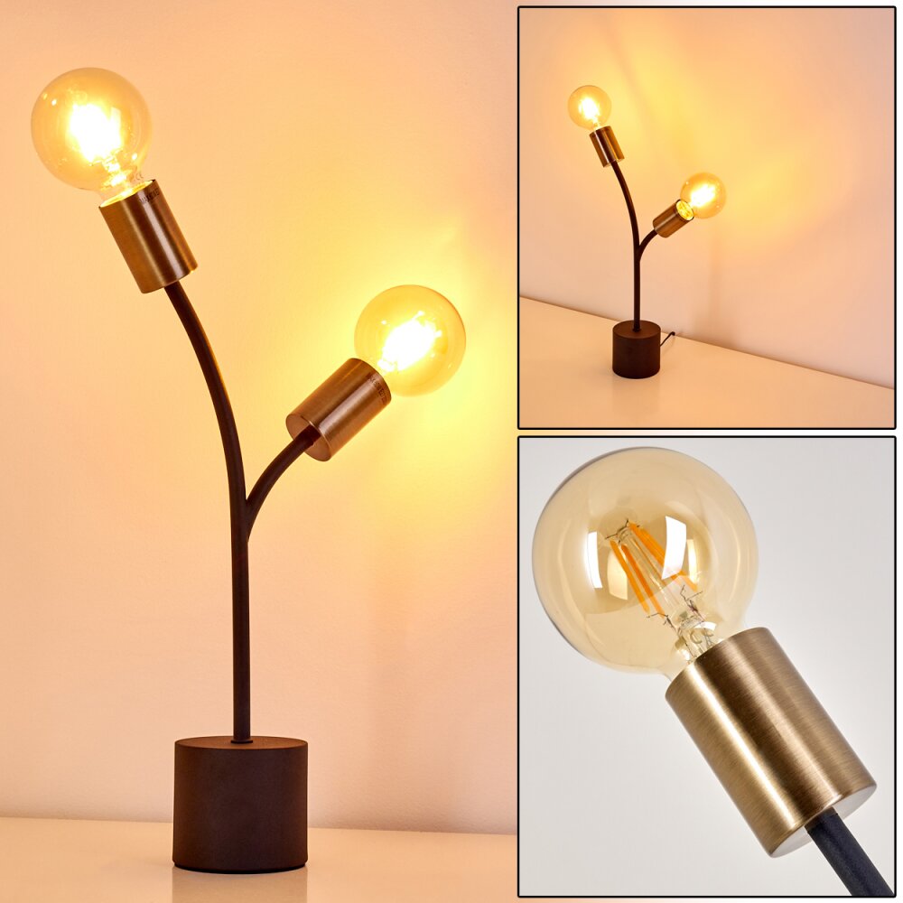 Duvin Tischleuchte Schwarz-Gold, 2-flammig main product photo