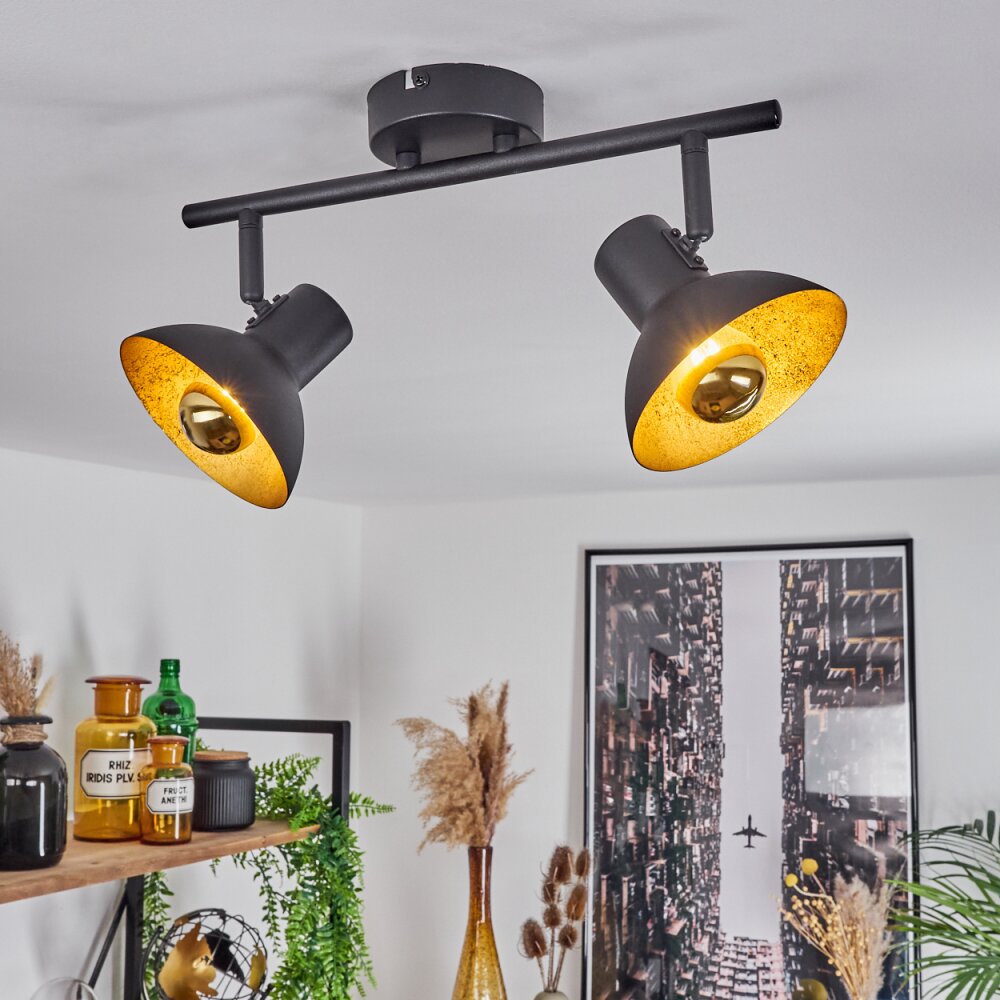Neiden Deckenspot Schwarz-Gold, 2-flammig main product photo