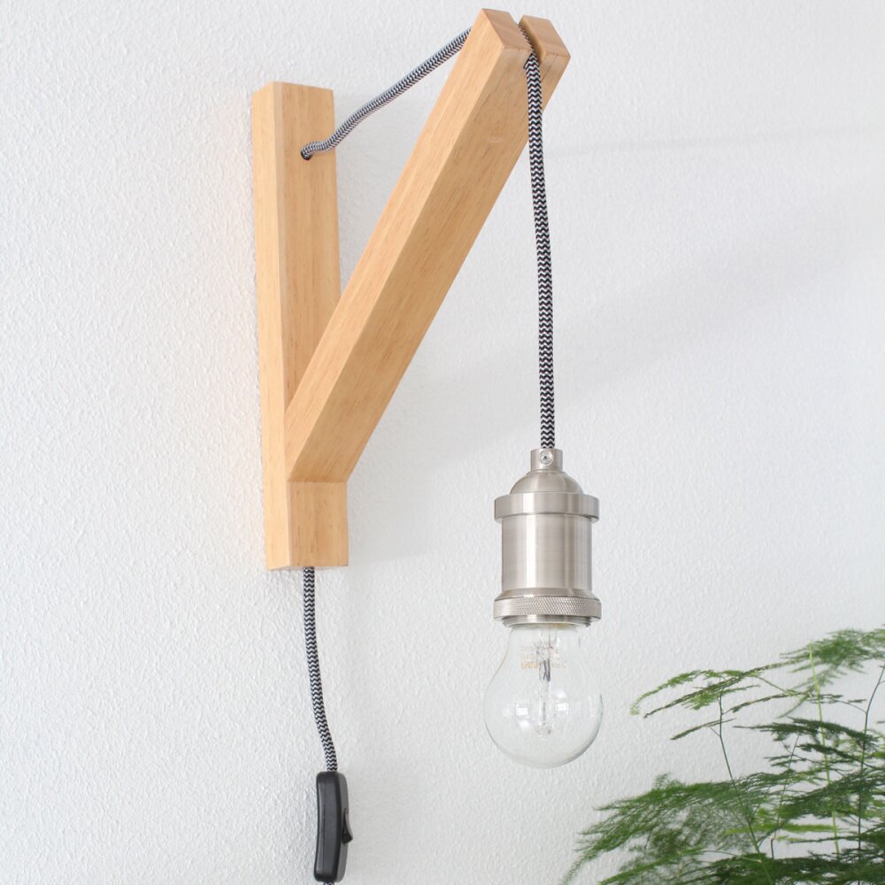Steinhauer Mexlite Wandleuchte Braun, Holz hell, Nickel-Matt, 1-flammig main product photo