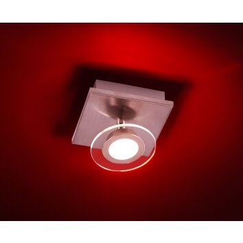 Leuchten Direkt LOLA-MIKE Deckenleuchte LED Edelstahl, 1-flammig, Fernbedienung, Farbwechsler