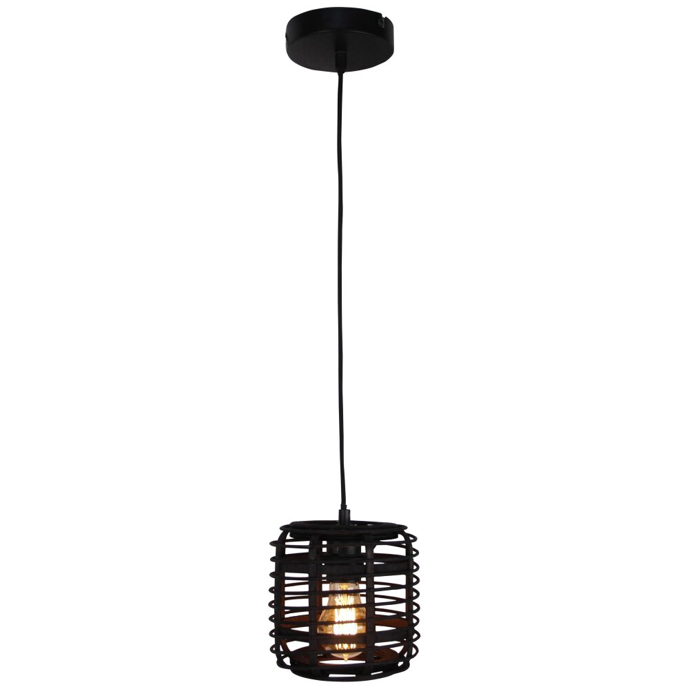 Brilliant Crosstown Pendelleuchte Holz dunkel, Schwarz, 1-flammig main product photo
