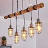Adama Pendelleuchte Holz dunkel, Schwarz, 5-flammig
