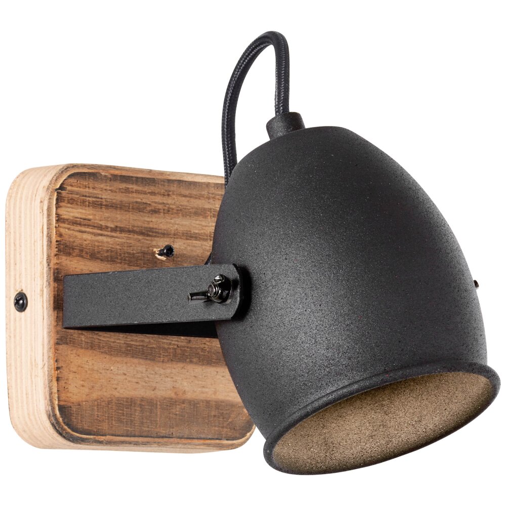 Brilliant CROWTON Wandleuchte Holz dunkel, Schwarz, 1-flammig main product photo