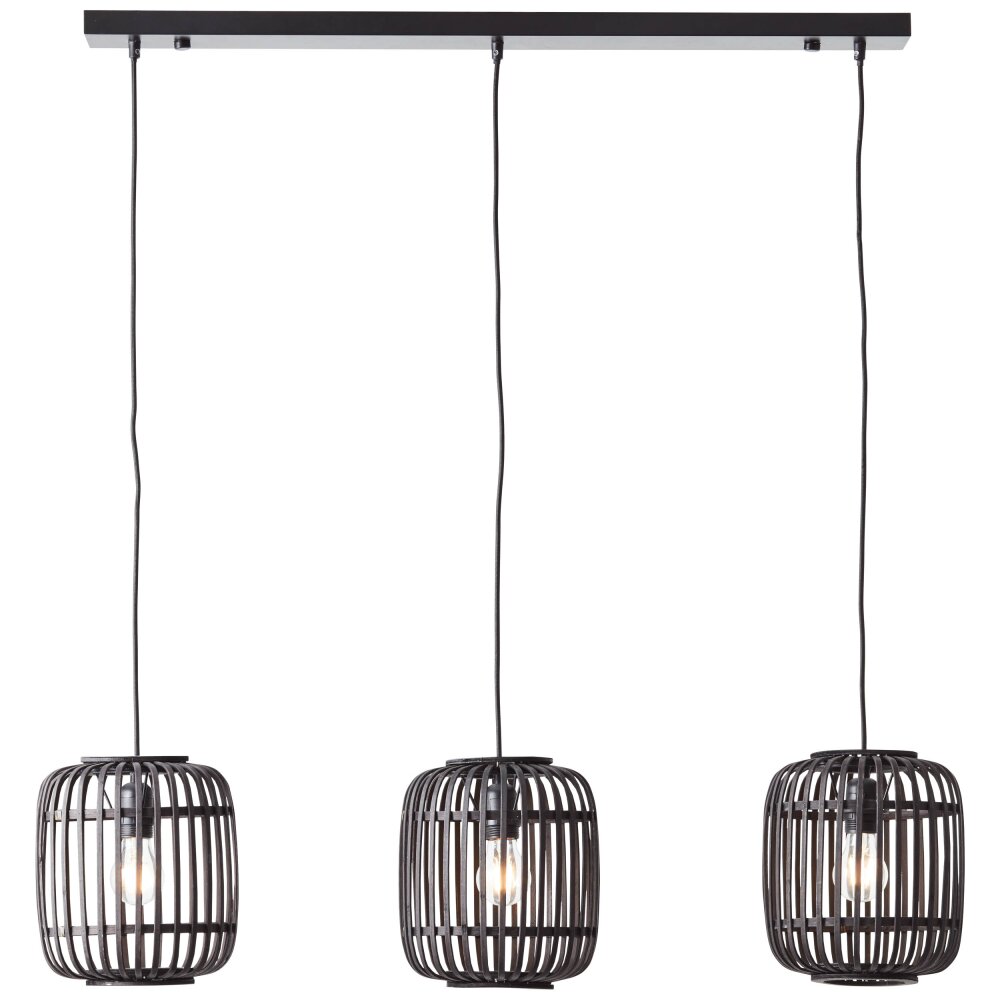 Brilliant WOODROW Pendelleuchte Holz dunkel, Schwarz, 3-flammig main product photo