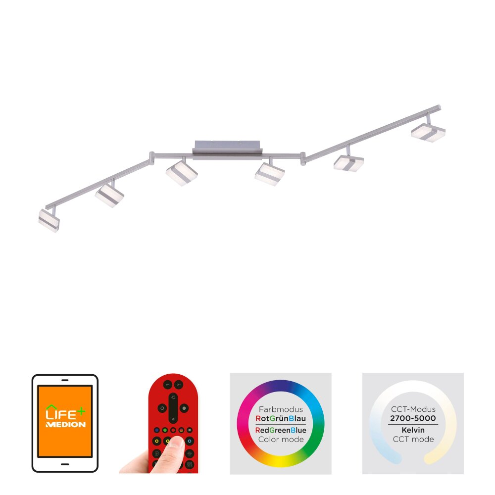 Leuchten Direkt SABI Deckenleuchte LED Nickel-Matt, 6-flammig, Fernbedienung, Farbwechsler main product photo