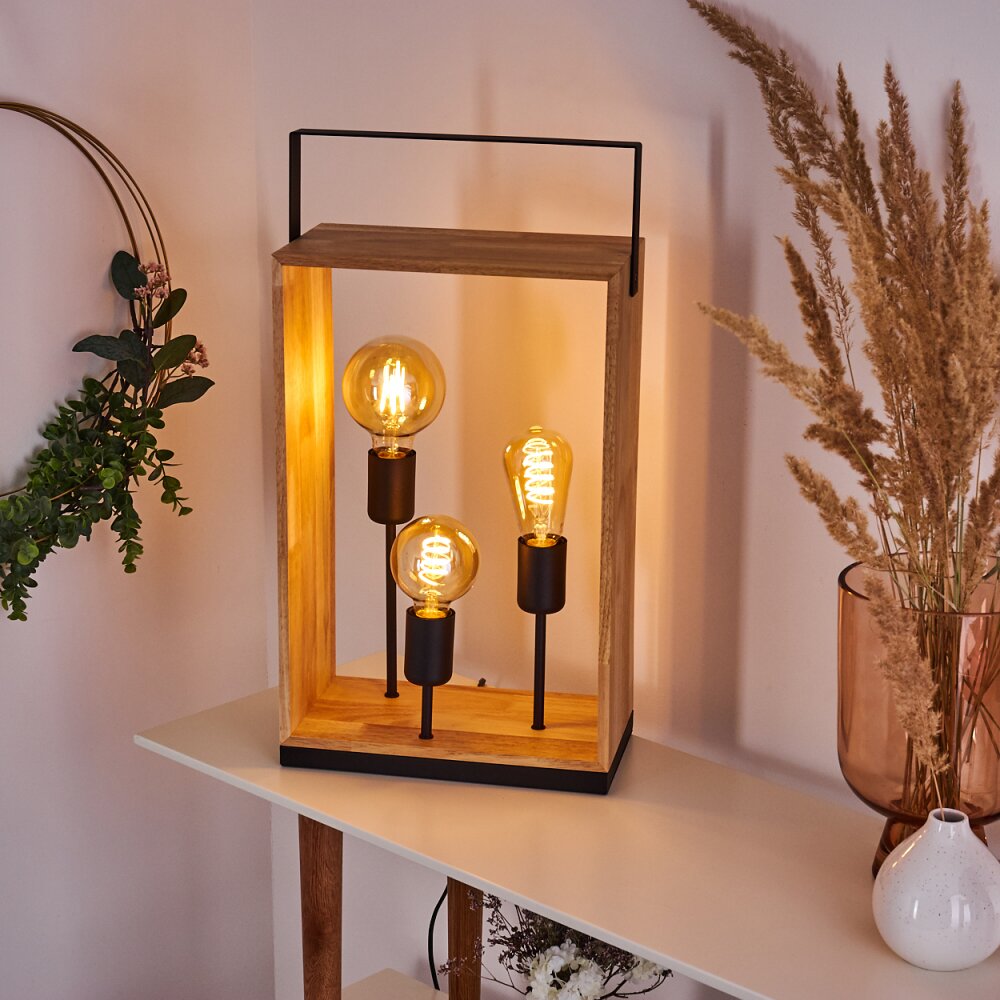 Kabimoi Tischleuchte Holz hell, 3-flammig main product photo