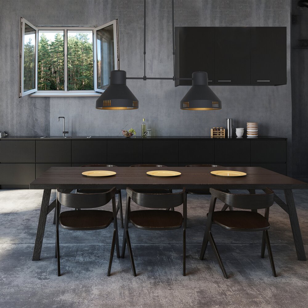Steinhauer Evy Pendelleuchte Gold, Schwarz, 2-flammig main product photo