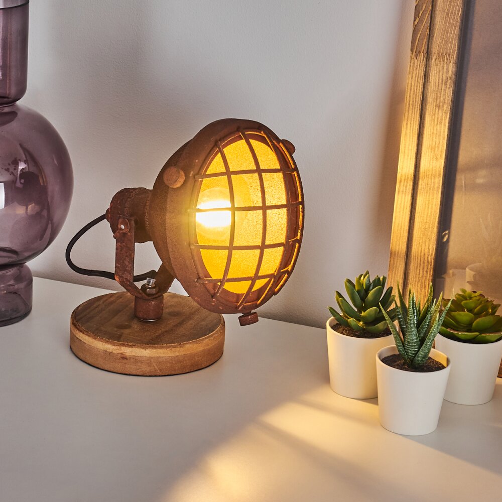 Onsala Tischleuchte Holz dunkel, Rostfarben, 1-flammig main product photo