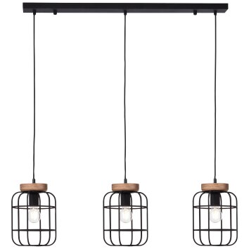Brilliant Gwen Pendelleuchte Holz hell, Schwarz, 3-flammig