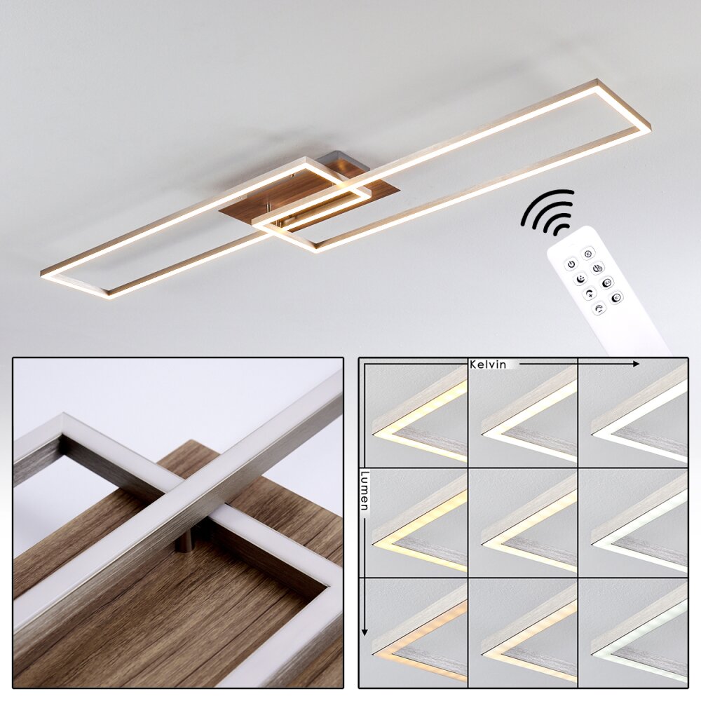 Cheka Deckenleuchte LED Braun, Nickel-Matt, 2-flammig, Fernbedienung main product photo