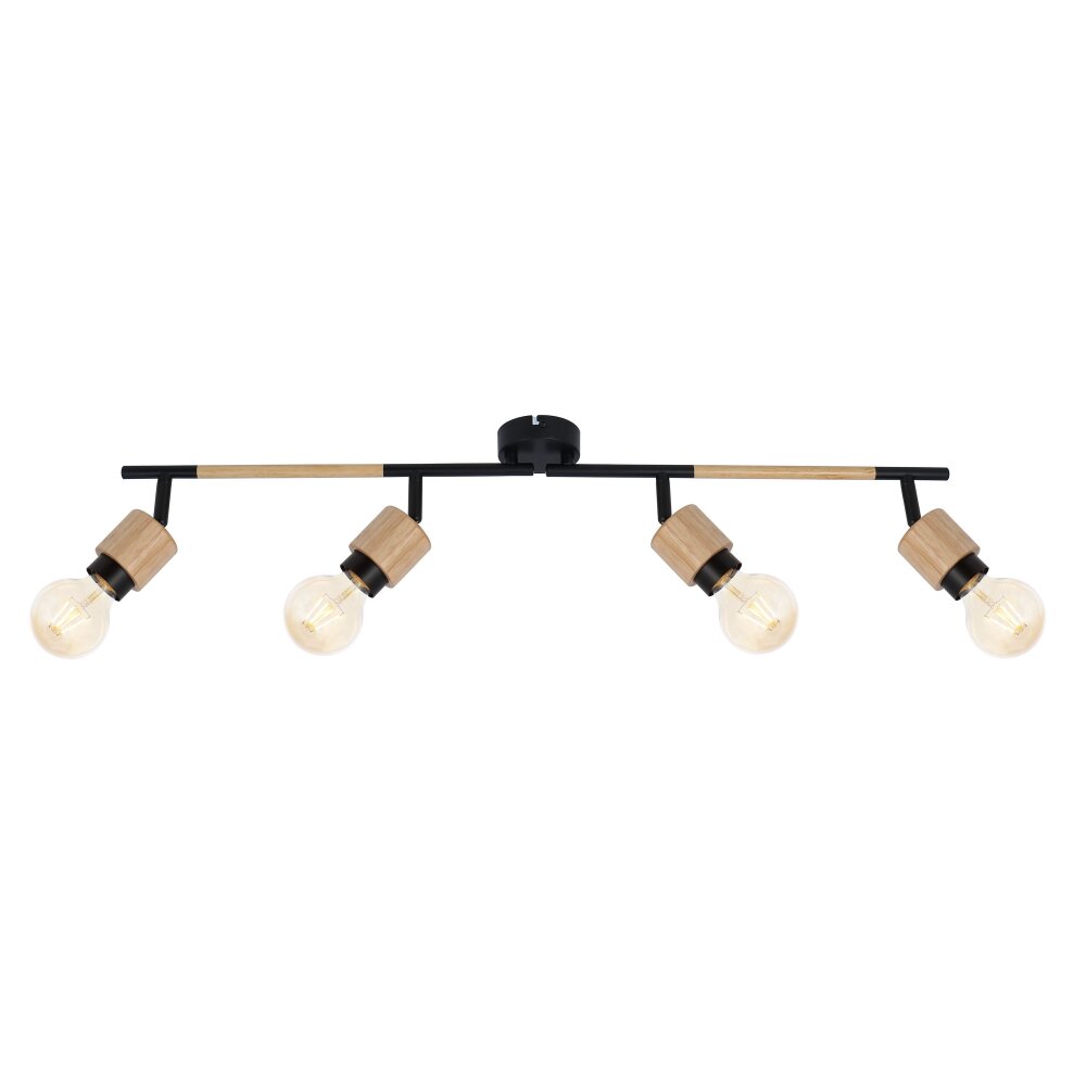 Globo JORNA Strahler Holz hell, Schwarz, 4-flammig main product photo