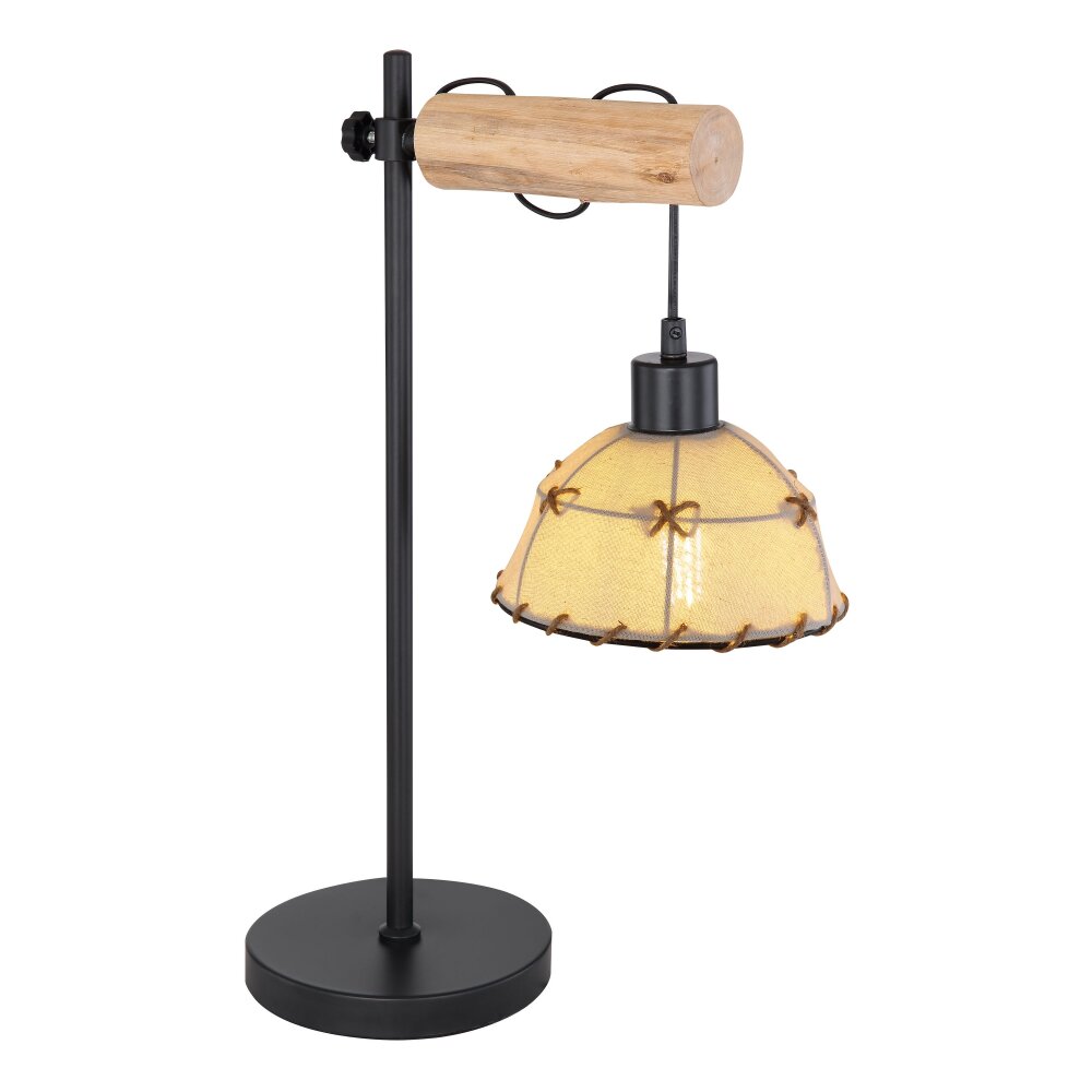 Globo REX Tischleuchte Holz hell, Schwarz, 1-flammig main product photo