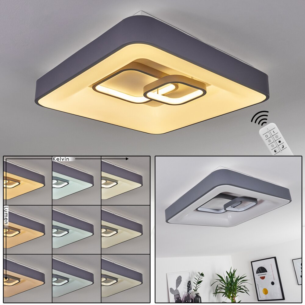 Gabbiana Deckenleuchte LED Grau, Weiß, 1-flammig, Fernbedienung main product photo