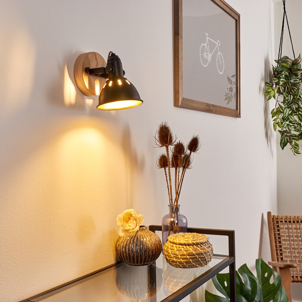 Tina Wandleuchte Holz dunkel, Schwarz, 1-flammig main product photo
