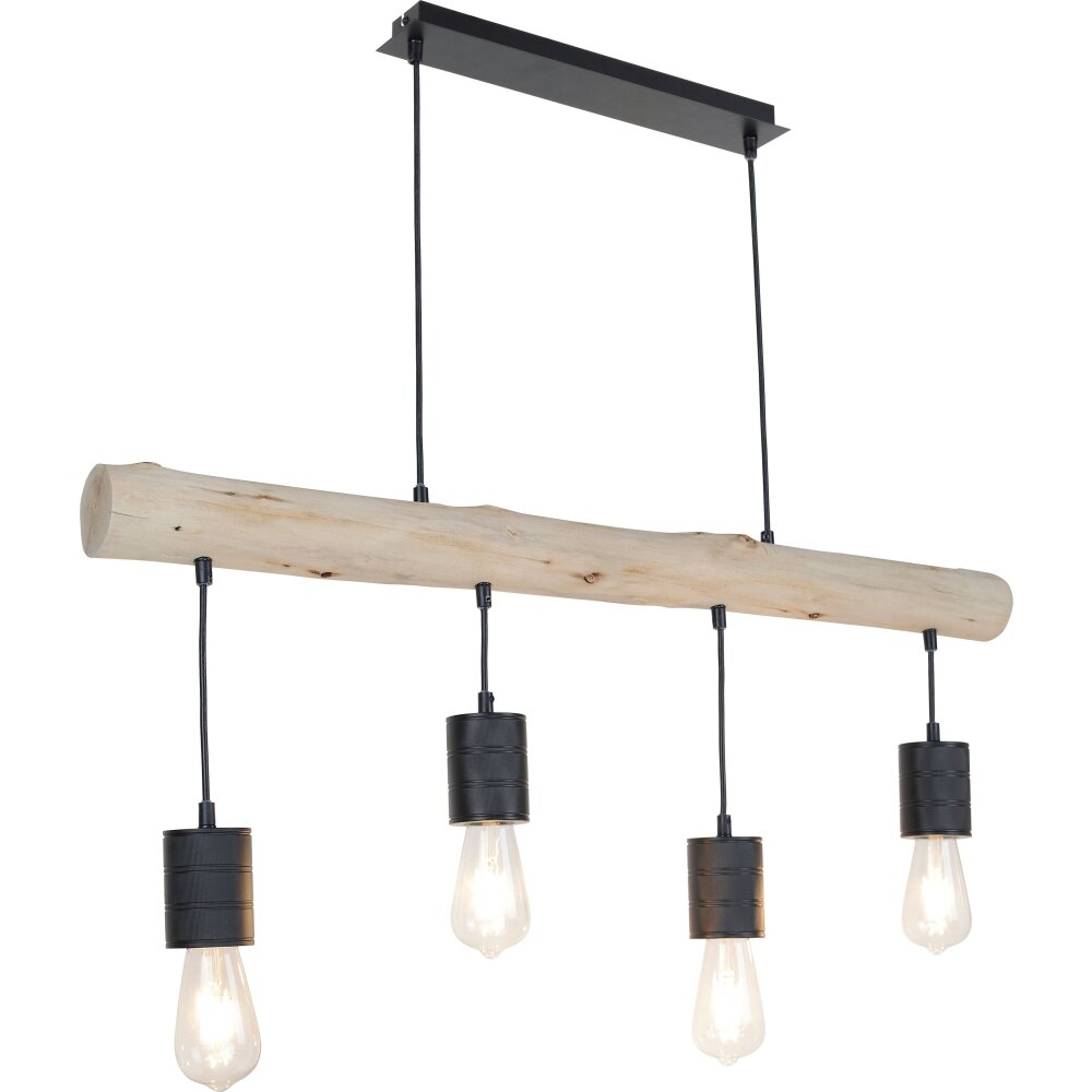 Globo HERMINE Hängeleuchte Braun, Holz hell, Schwarz, 4-flammig main product photo