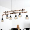 Gondo Pendelleuchte Holz hell, Schwarz, 6-flammig