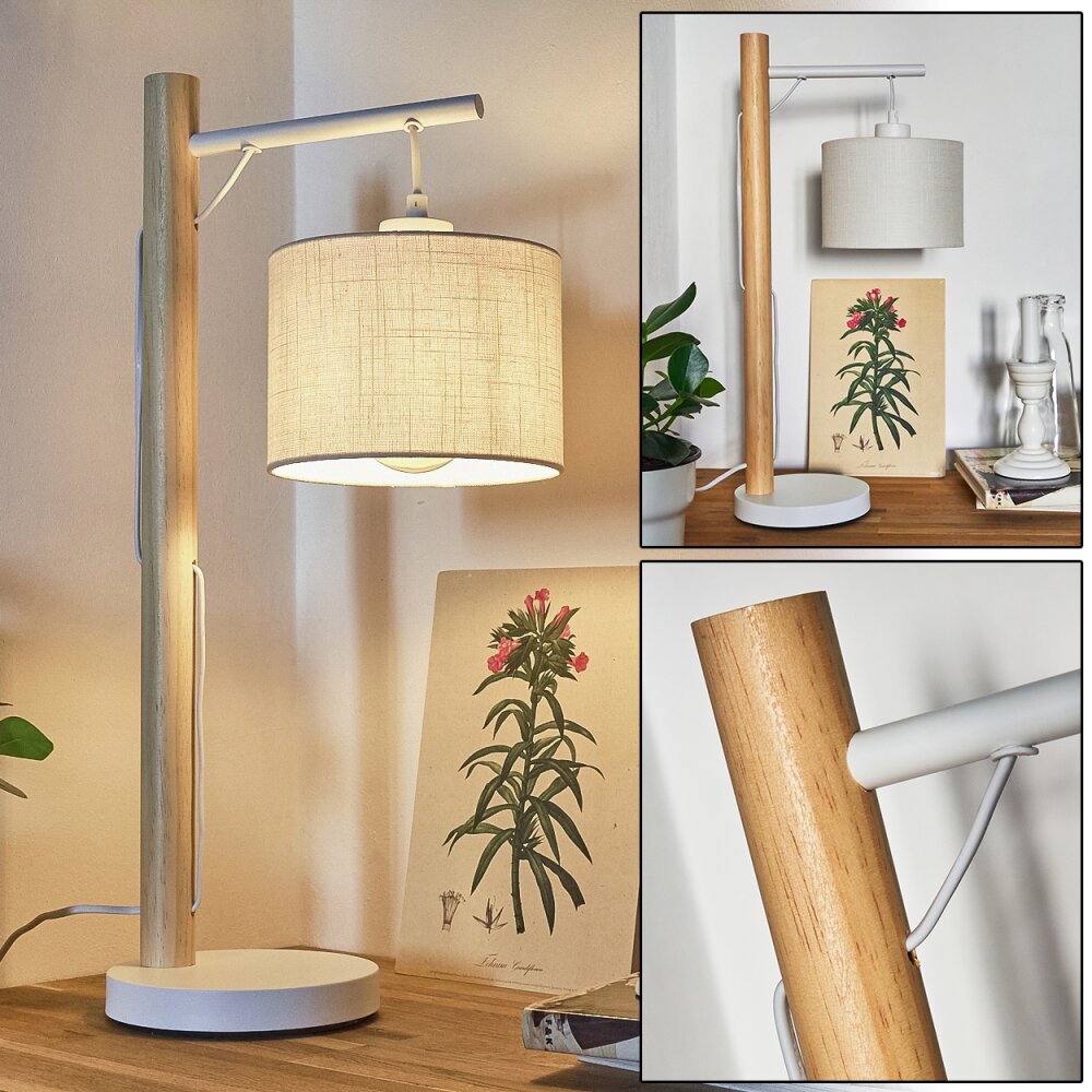 Geelong Tischleuchte Holz hell, Weiß, 1-flammig main product photo