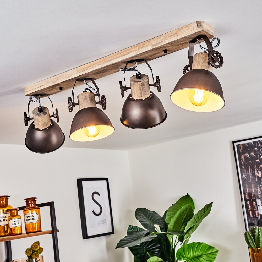 Orny Deckenleuchte Braun, Holz hell, 4-flammig main product photo