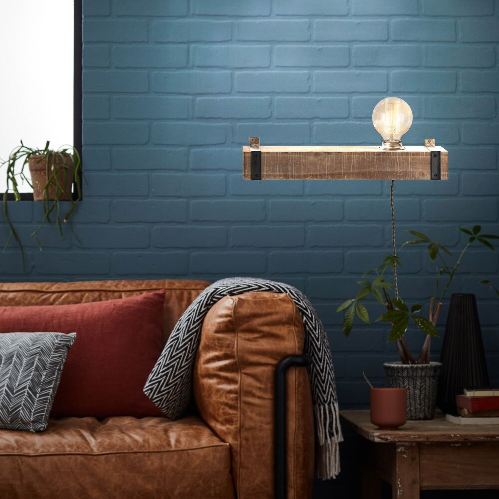 Brilliant Woodhill Wandleuchte Holz dunkel, Schwarz, 1-flammig main product photo