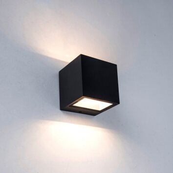Lutec GEMINI Außenwandleuchte LED Schwarz, 2-flammig