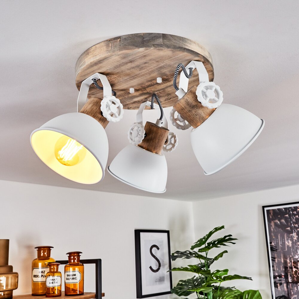 Orny Deckenleuchte Holz hell, Weiß, 3-flammig main product photo