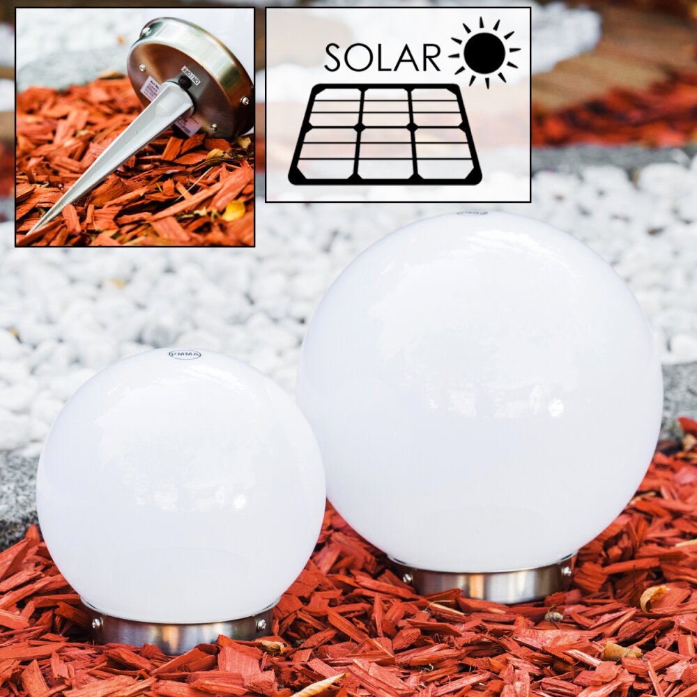 Abrela Kugelleuchten Set Solar LED Edelstahl, 2-flammig main product photo