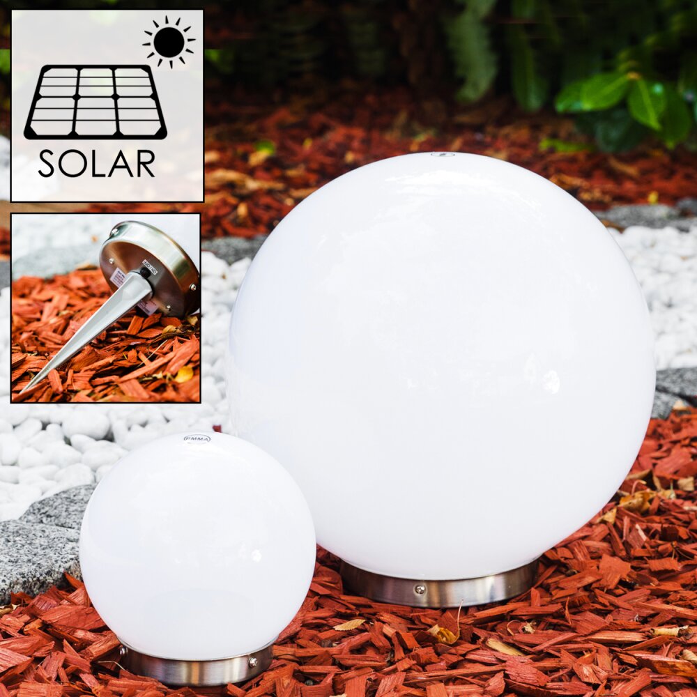 Abrela Kugelleuchten Set Solar LED Edelstahl, 2-flammig main product photo