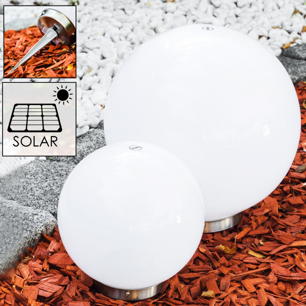 Abrela Kugelleuchten Set Solar LED Edelstahl, 2-flammig main product photo