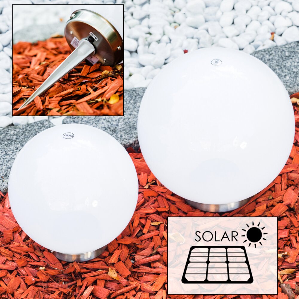Abrela Kugelleuchten Set Solar LED Edelstahl, 2-flammig main product photo
