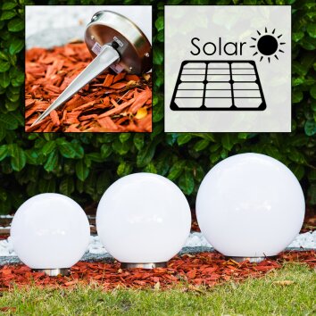 Abrela Kugelleuchte Solar LED Edelstahl, 2-flammig