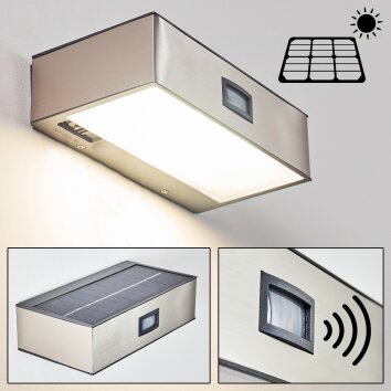 Attu Aussenwandleuchte Solar LED Nickel-Matt, 1-flammig