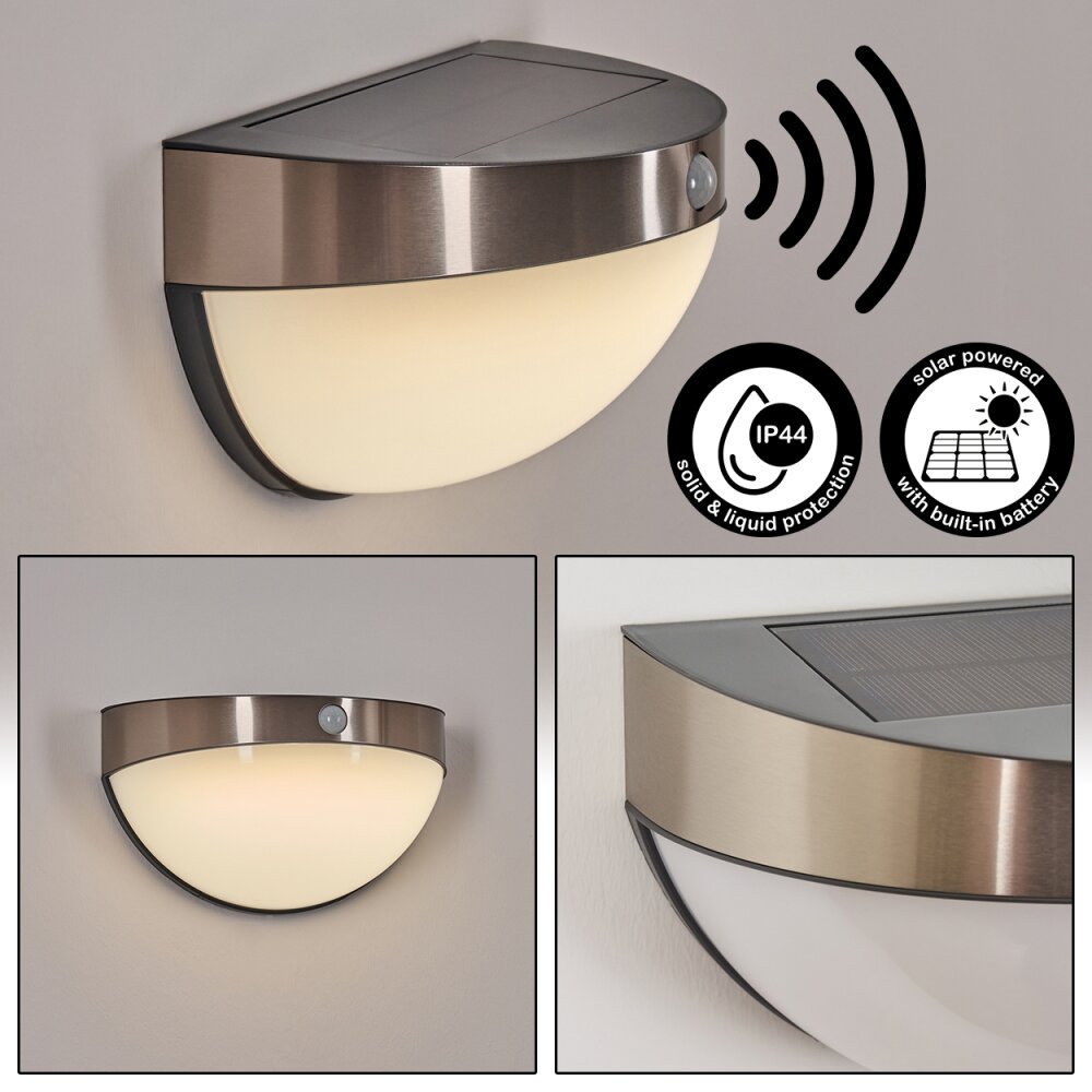 Pori Aussenwandleuchte Solar LED Chrom, 1-flammig, Bewegungsmelder main product photo