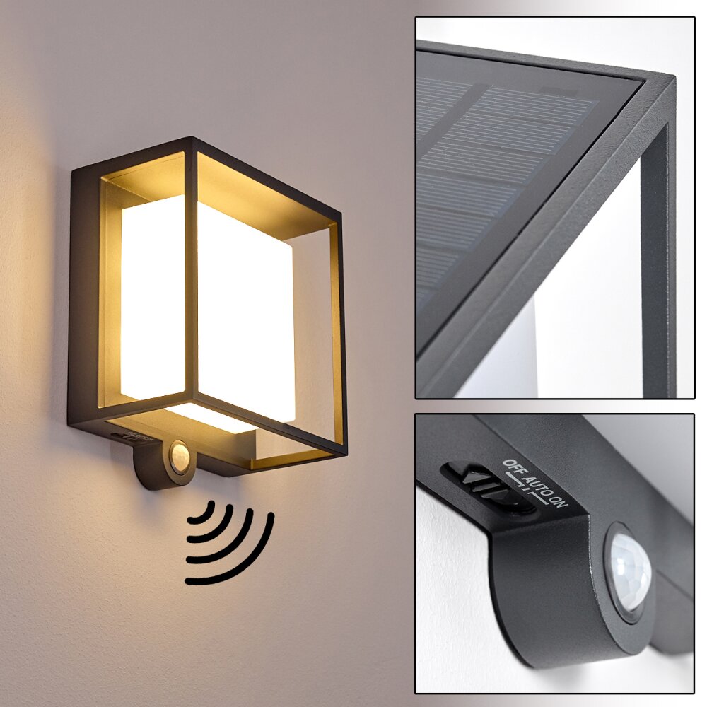 Lansing Solar-Außenwandleuchte LED Anthrazit, 1-flammig, Bewegungsmelder main product photo