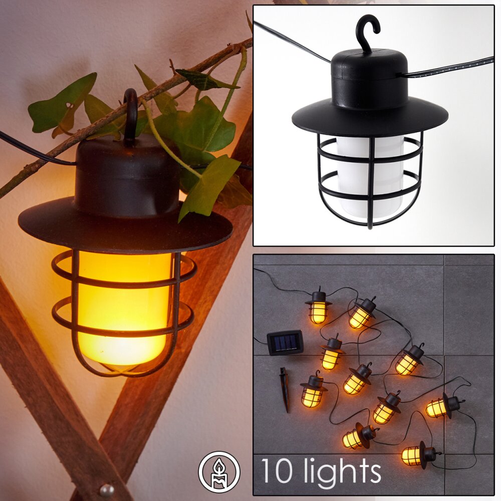 Pozzuoli Solar-Lichterkette LED Schwarz, Weiß, 10-flammig main product photo