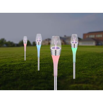 Globo Sun Solarleuchte LED Edelstahl, 2-flammig, Farbwechsler
