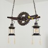 Taktak Pendelleuchte Altmessing, Holz dunkel, 2-flammig