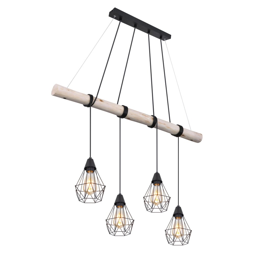 Globo ADA Hängeleuchte Holz hell, Schwarz, 4-flammig main product photo