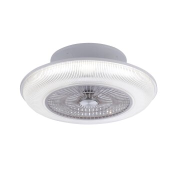 Leuchten Direkt DION Deckenventilator LED Silber, 1-flammig, Fernbedienung, Farbwechsler