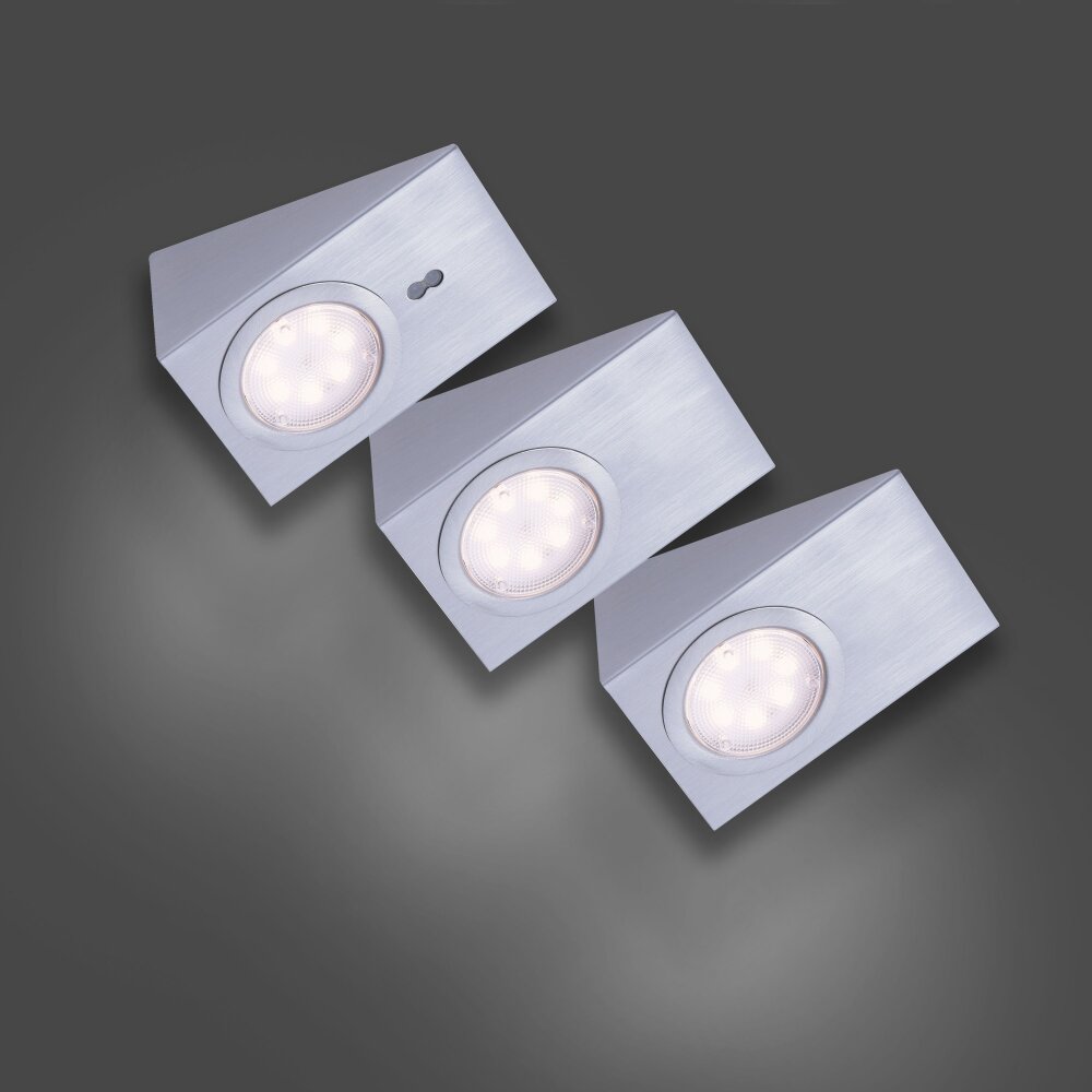 Leuchten Direkt THEO Unterbauleuchten 3er Set LED Edelstahl 84111-55-3
