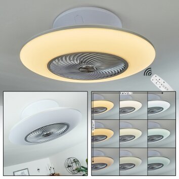 Leuchten Direkt PATRICK Deckenventilator LED Silber 14446-21