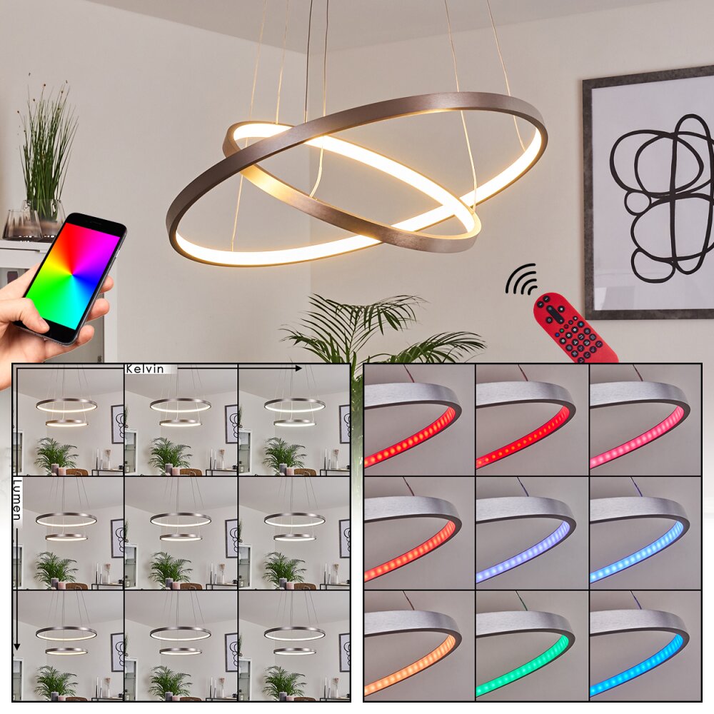 Canisteo Pendelleuchte LED Silber, 2-flammig, Fernbedienung, Farbwechsler main product photo