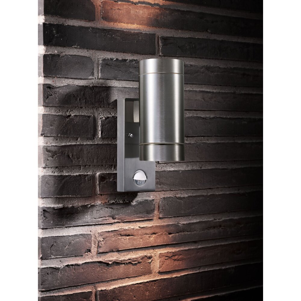 Nordlux TIN Außenwandleuchte Silber, 2-flammig, Bewegungsmelder main product photo