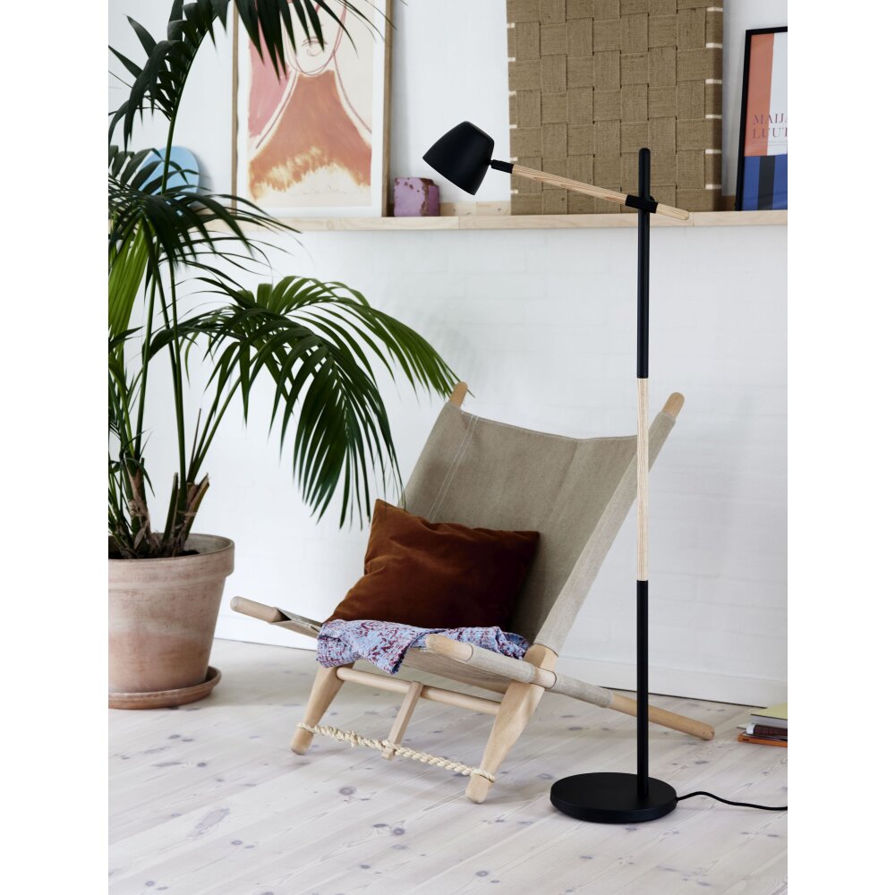 Nordlux THEO Stehleuchte Holz hell, Schwarz, 1-flammig main product photo