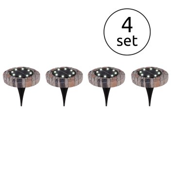 Globo 4er Set Solarleuchte LED Grau, 8-flammig