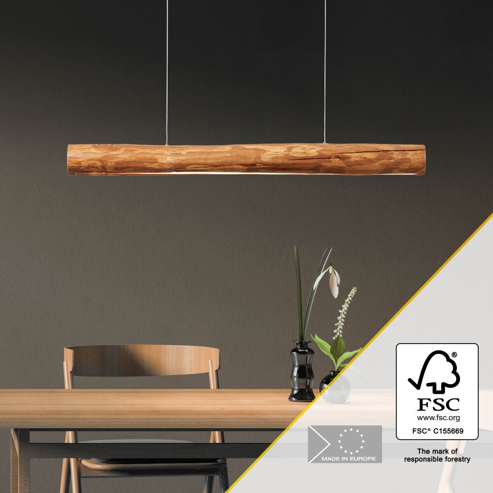 Brilliant Odun Pendelleuchte LED Holz hell, Schwarz, 1-flammig main product photo