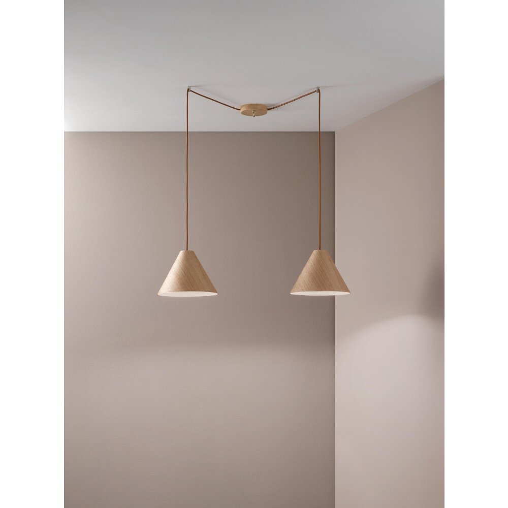 Fabas Luce Esino Pendelleuchte Holz hell, 2-flammig main product photo