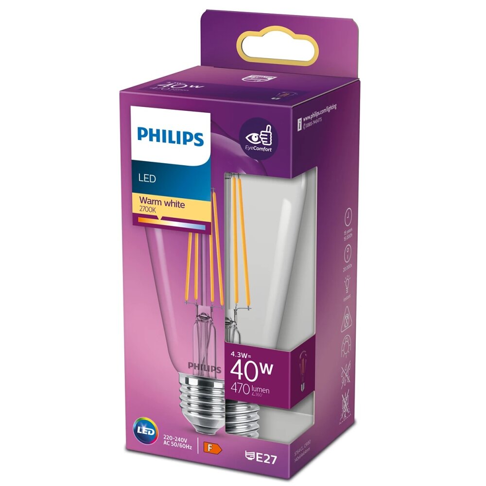Philips LED E27 4,3 Watt 2700 Kelvin 470 Lumen main product photo