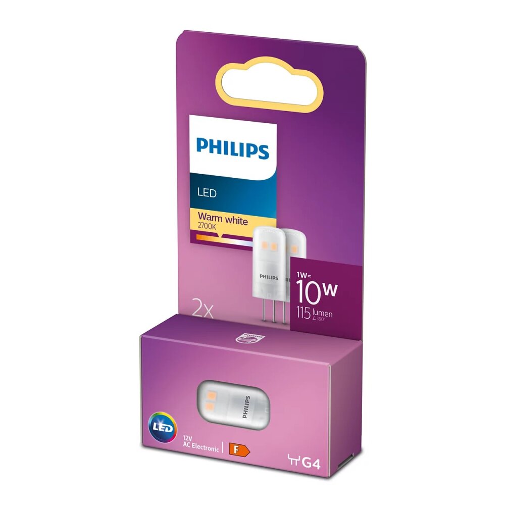 Philips 2er Set LED G4 1 Watt 2700 Kelvin 115 Lumen main product photo